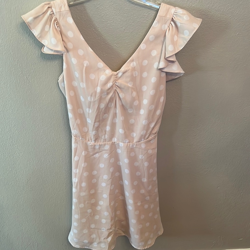 Gianni Bini pink and white polka dot dress